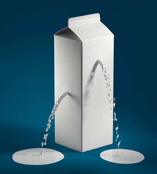 Flowing box of milk — Stock Photo, Image