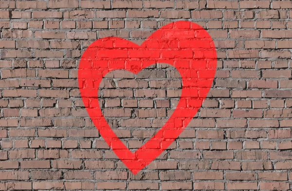 Amor en la pared sin costura de ladrillo — Foto de Stock