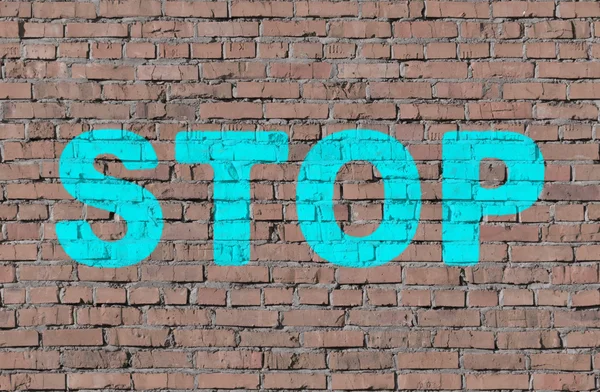 "Stop" on brick seamless wall — Stock Photo, Image