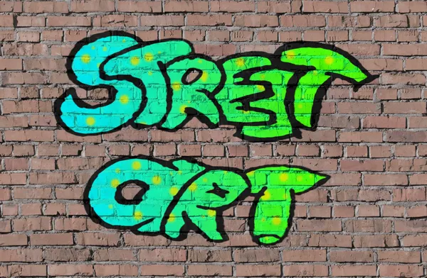 "Arte de rua "na parede sem emenda de tijolo — Fotografia de Stock