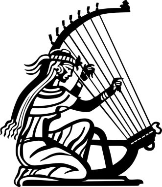 Playing the harp clipart