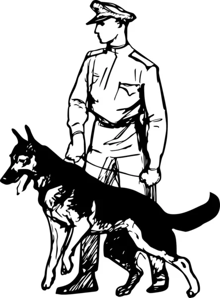 Grenzwächter mit Hund — Stockvektor