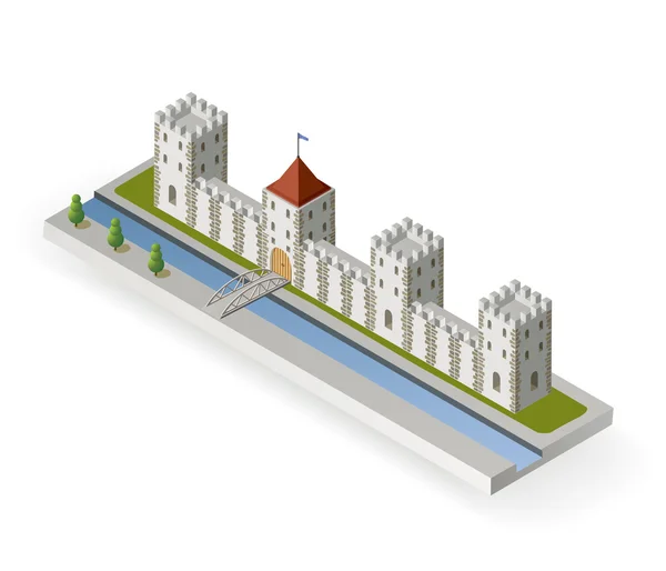 Castelo medieval isométrico —  Vetores de Stock
