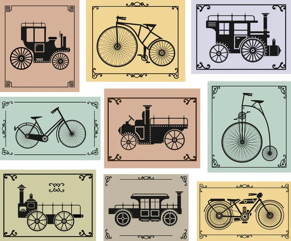 Bicicletas y coches — Vector de stock