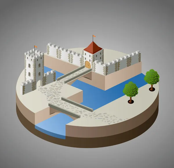 Προβολή ενός μεσαιωνικού κάστρου — Διανυσματικό Αρχείο