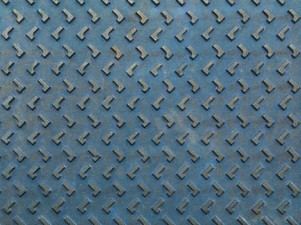 纹理的背景为蓝色生锈钢地板板 — 图库照片