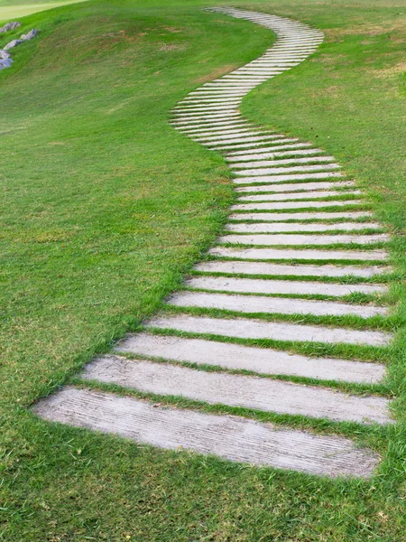 Walkway on green grass in golf club — Stock Photo, Image