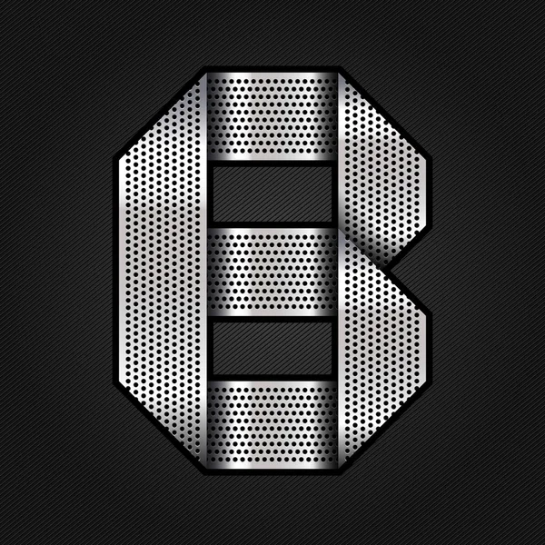 ตัวอักษรโลหะริบบิ้นโครเมี่ยม B — ภาพเวกเตอร์สต็อก