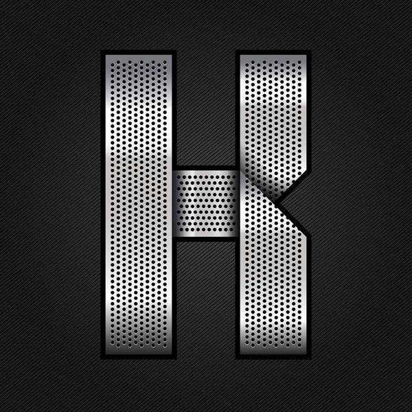 Lettre ruban chromé métallique - K — Image vectorielle