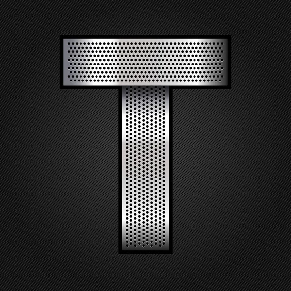Lettre ruban en métal chromé - T — Image vectorielle