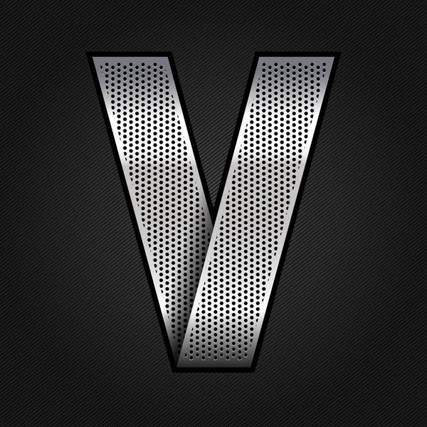 Lettre ruban chromé métallique - V — Image vectorielle