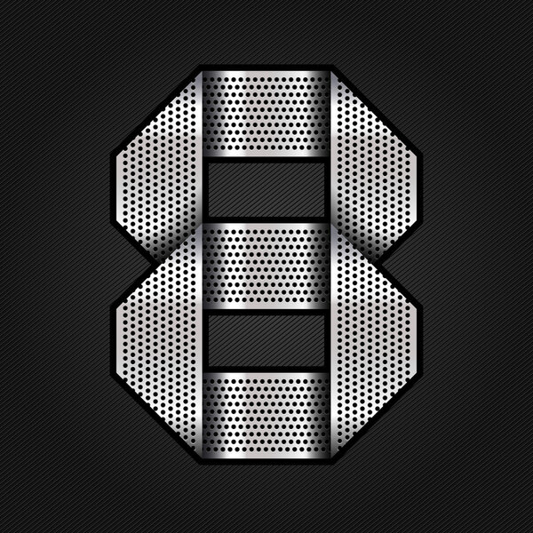 Number metal chrome ribbon - 8 - eight