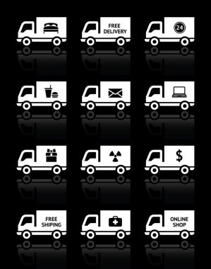 Set of truck icons - free delivery clipart