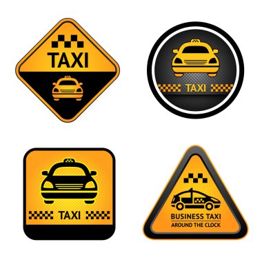 Taxi cab set stickers clipart