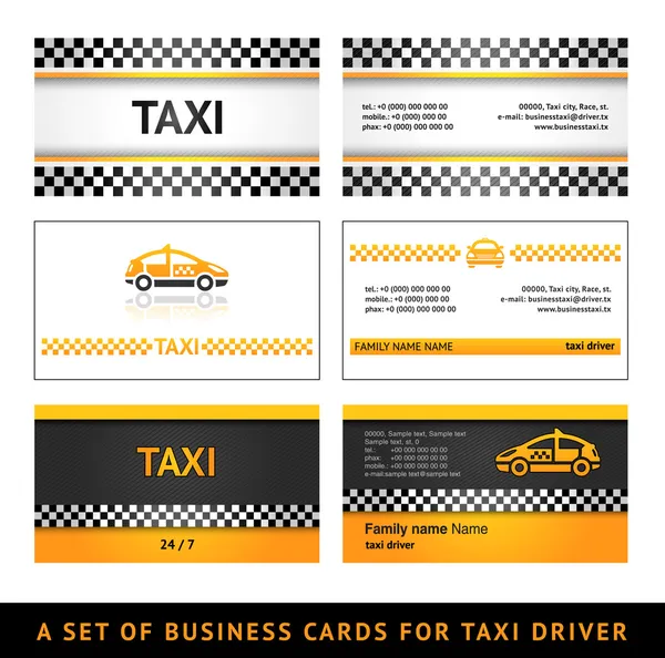 Taxi con tarjeta de visita - primer set — Vector de stock