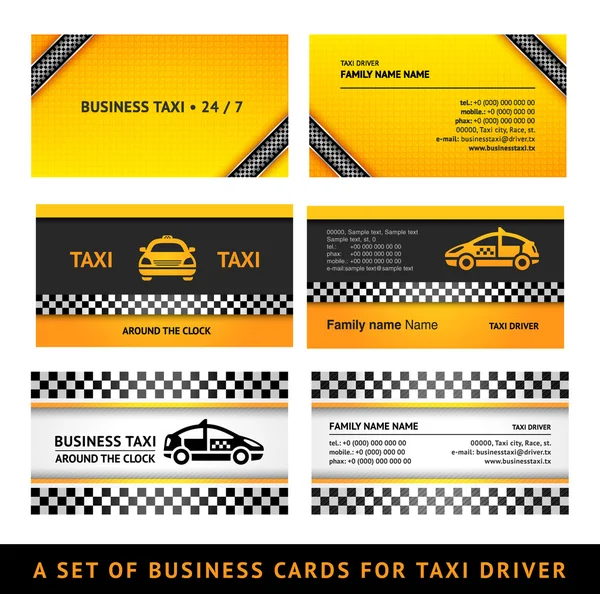 Taxi con tarjeta de visita - plantillas de taxi con tarjeta de tercer set — Archivo Imágenes Vectoriales
