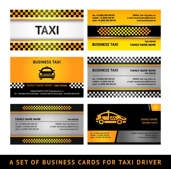 Táxi cartão de visita - quarto conjunto —  Vetores de Stock