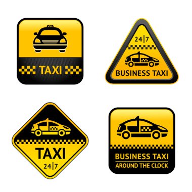 Taxi cab set labels clipart