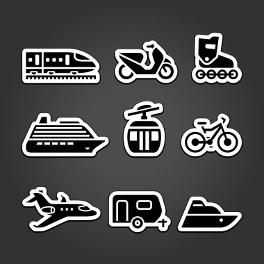 Set simple transportation icons clipart