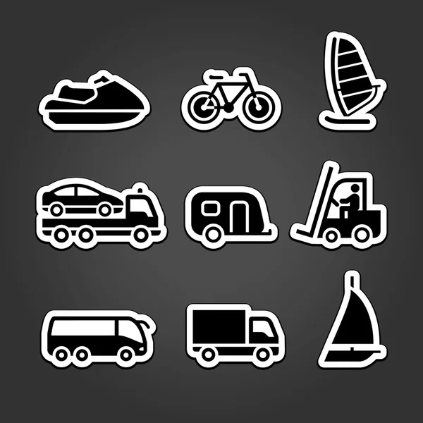 Set simple stickers transport — Stock Vector