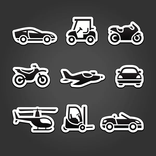 Definir adesivos ícones de transporte — Vetor de Stock