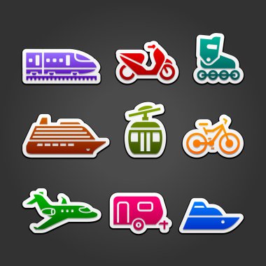 Set simple transportation color icons clipart