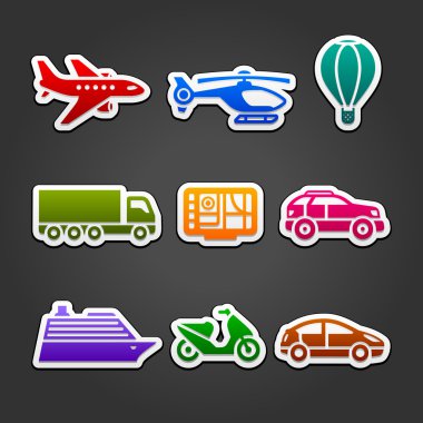 Set stickers color transport clipart