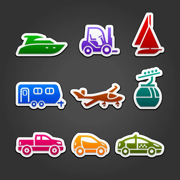 Imposta etichette icone di trasporto colore — Vettoriale Stock