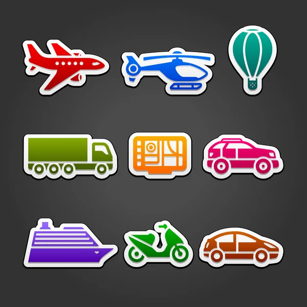Set stickers kleur transport — Stockvector