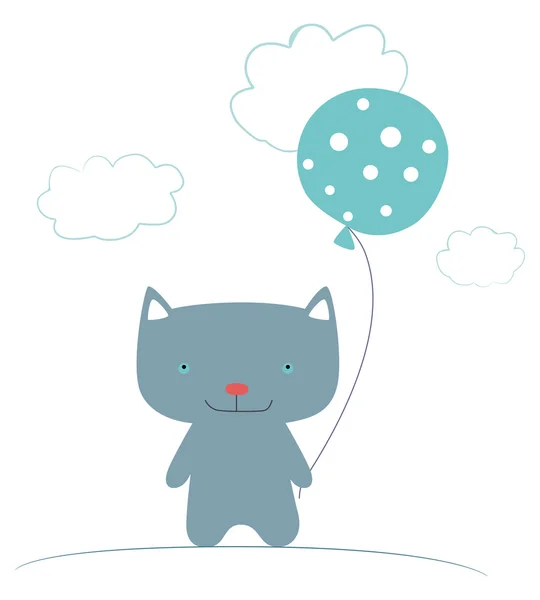 Γάτα και μπαλόνια — Διανυσματικό Αρχείο
