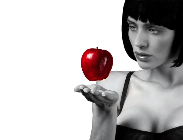 Woman With Red Apple — Stock Photo, Image