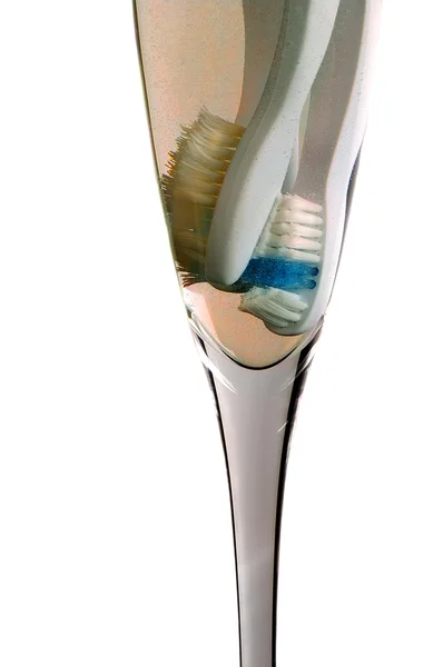 Toothbrushes in Champagne — Stock Photo, Image