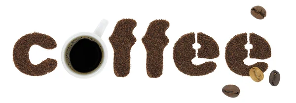 Coffee letters and a cup of coffee — Stock Photo, Image