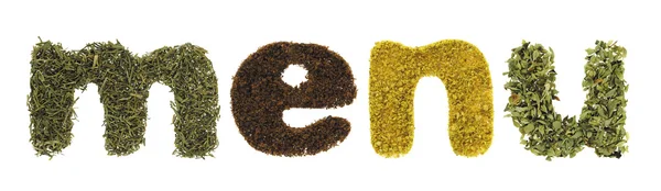 Menu word made of herbs and spices — Stock Photo, Image