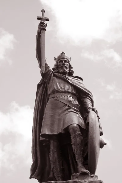 Estátua do Rei Alfred, Winchester, Inglaterra — Fotografia de Stock