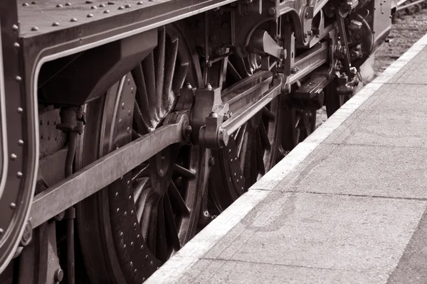 Gőz vonat kerekek — Stock Fotó