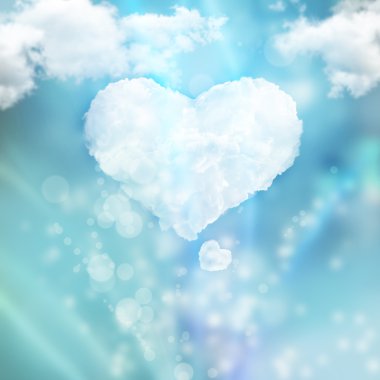 Heart from cloud against beautiful romantic background clipart