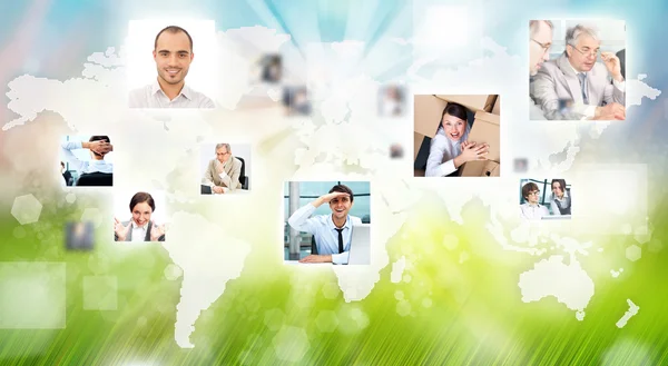 Photo of business are glowing at world map. International — Stock Photo, Image