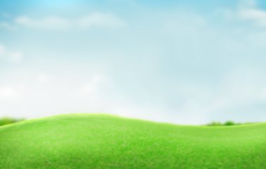 Bright landscape with field, hills and trees clipart