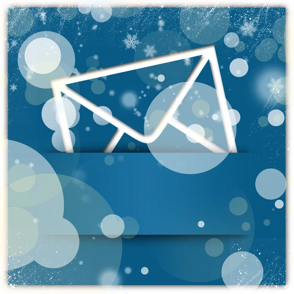 蓝色冬季风格的邮件图标和背景 — 图库照片
