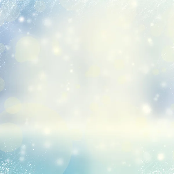 冬天用散景灯和雪花的抽象背景 — 图库照片