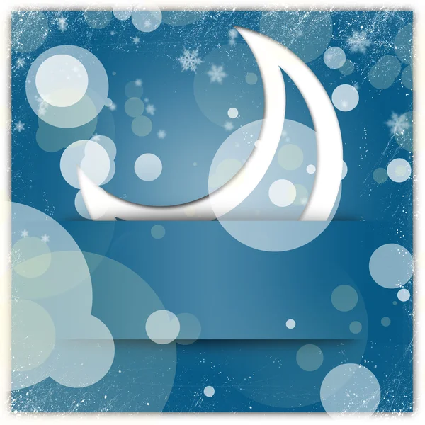 Стильний різдвяний фон з місячним аплікацією та сніжинками — стокове фото