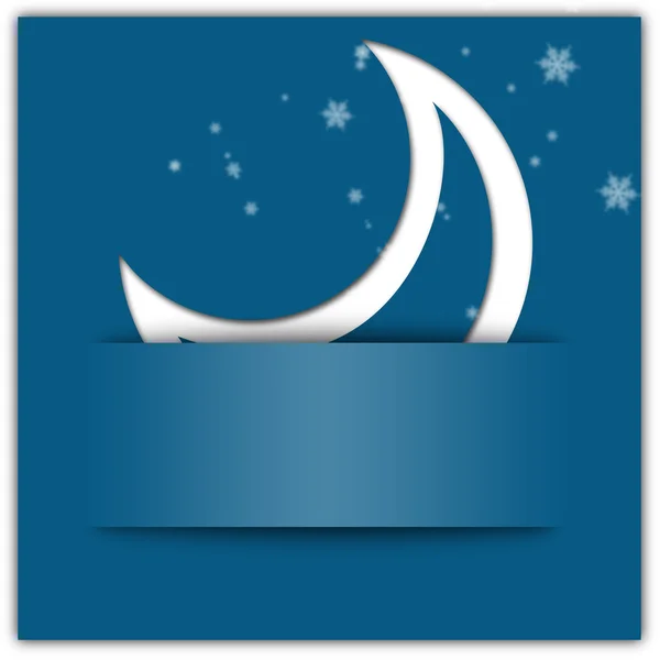 Stilvoller Weihnachtshintergrund mit Mondapplikation und Schneeflocken — Stockfoto