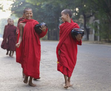 Boy Monks in Myanmar clipart