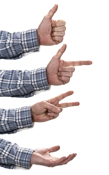 Hand gestures set, isolated with path for each — Stock Photo, Image