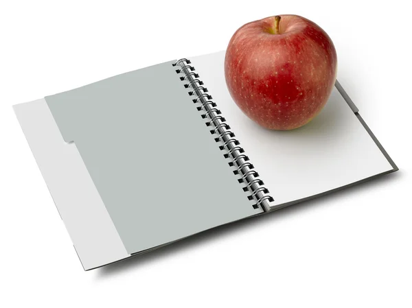 Βιβλίο με μήλο (διαδρομή αποκοπής ) — Φωτογραφία Αρχείου