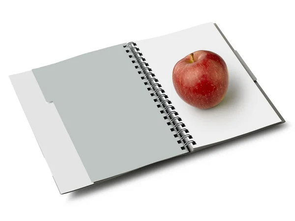 Book with apple (clipping path ) — Stock Photo, Image