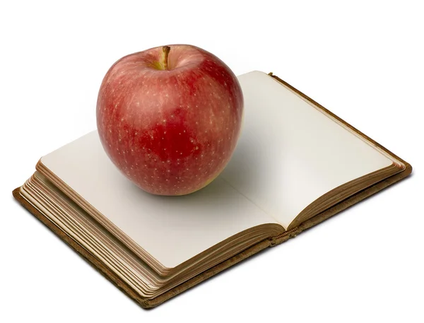 Libro con manzana (ruta de recorte  ) — Foto de Stock