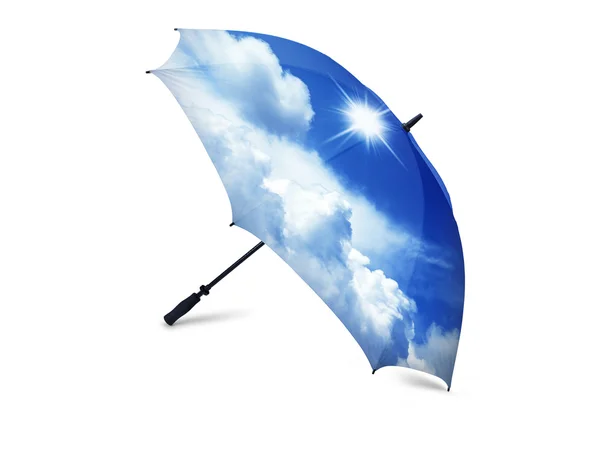 Kék ég, fehér Gomolyfelhő esernyő — Stock Fotó