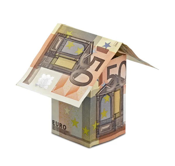Three-dimensional house of euros banknotes — Stock Photo, Image